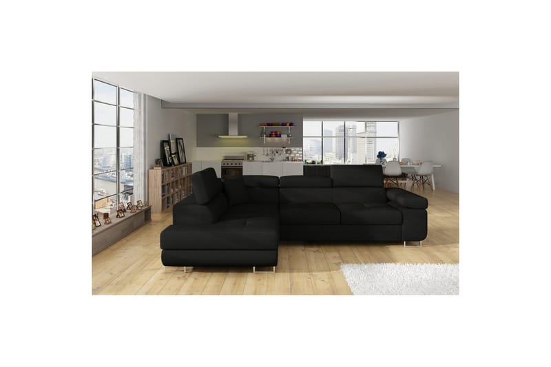 Sektionssoffa Eltap Anton 272x203x85 cm - Sawana 14, Svart, Vänster - Möbler - Vardagsrum - Bäddsoffor