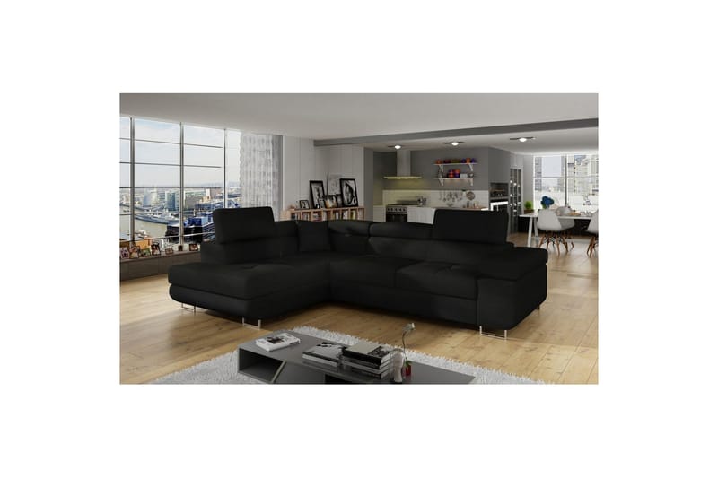 Sektionssoffa Eltap Anton 272x203x85 cm - Sawana 14, Svart, Vänster - Möbler - Vardagsrum - Bäddsoffor