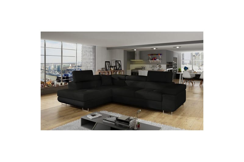 Sektionssoffa Eltap Anton 272x203x85 cm - Sawana 14, Svart, Vänster - Möbler - Vardagsrum - Bäddsoffor