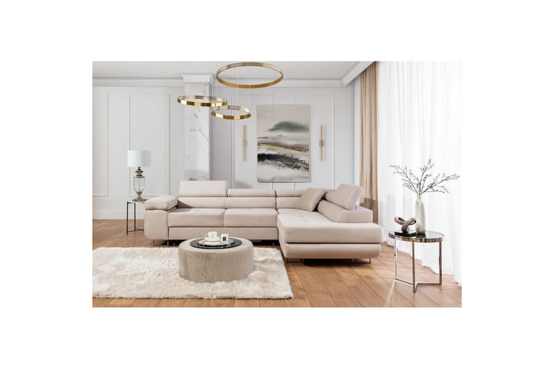 Sektionssoffa Eltap Anton 272x203x85 cm - Paros 02, Beige, Höger - Möbler - Vardagsrum - Bäddsoffor