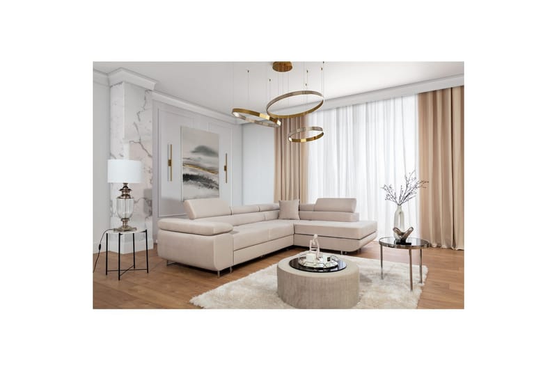 Sektionssoffa Eltap Anton 272x203x85 cm - Paros 02, Beige, Höger - Möbler - Vardagsrum - Bäddsoffor