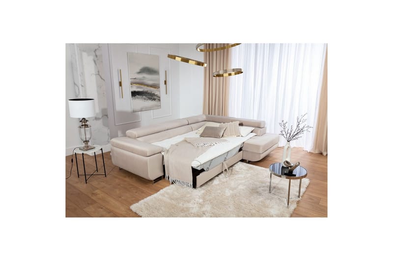 Sektionssoffa Eltap Anton 272x203x85 cm - Paros 02, Beige, Höger - Möbler - Vardagsrum - Bäddsoffor
