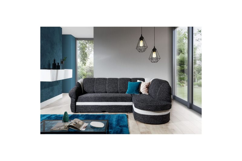 Sektionssoffa Eltap Benano 250x85x180 cm - Berlin 02, Berlin 10, Svart, Ljusgrå, Höger - Möbler - Vardagsrum - Bäddsoffor
