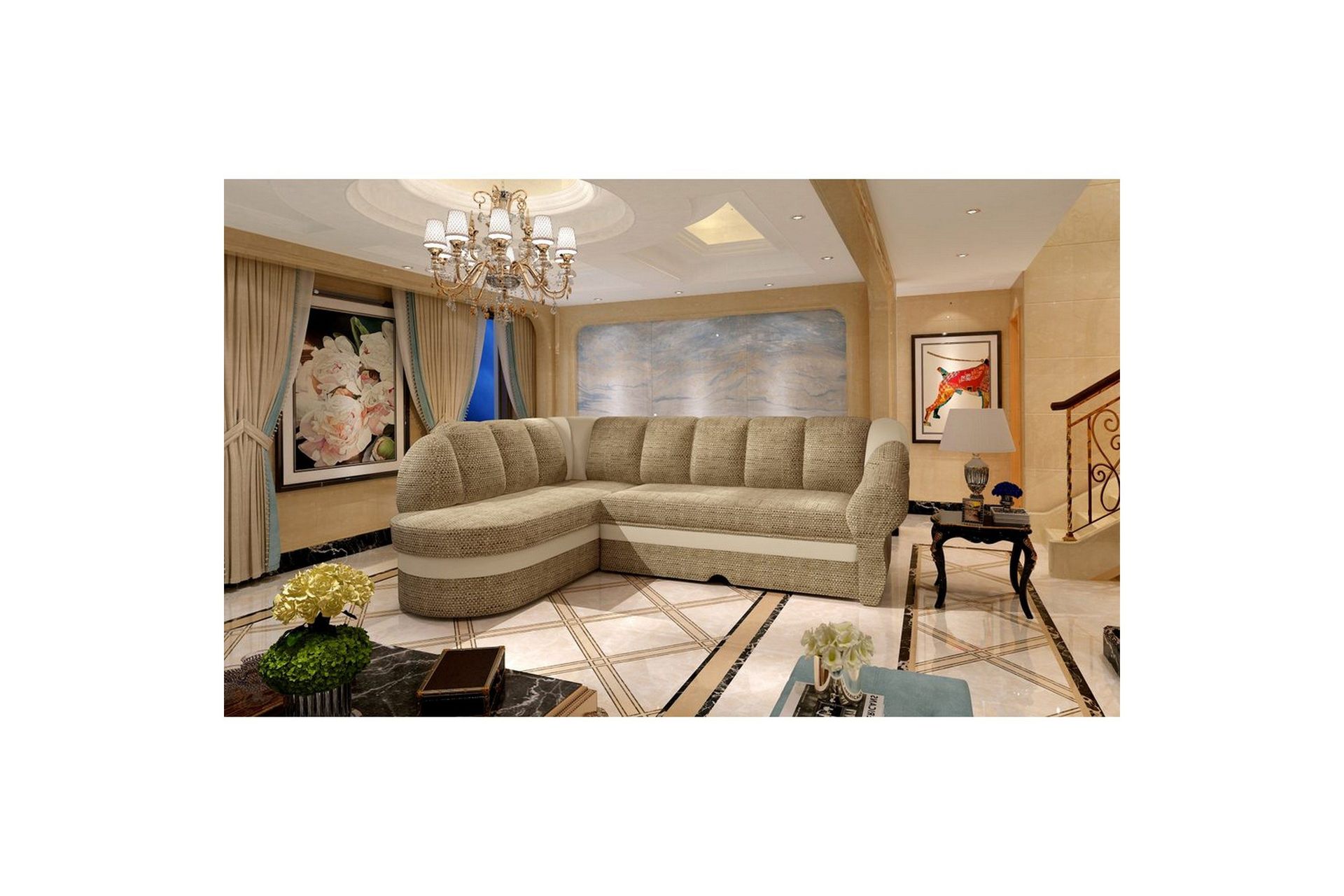 sektionssoffa eltap benano 250x85x180 cm - berlin 03, mjuk 33, beige, vänster