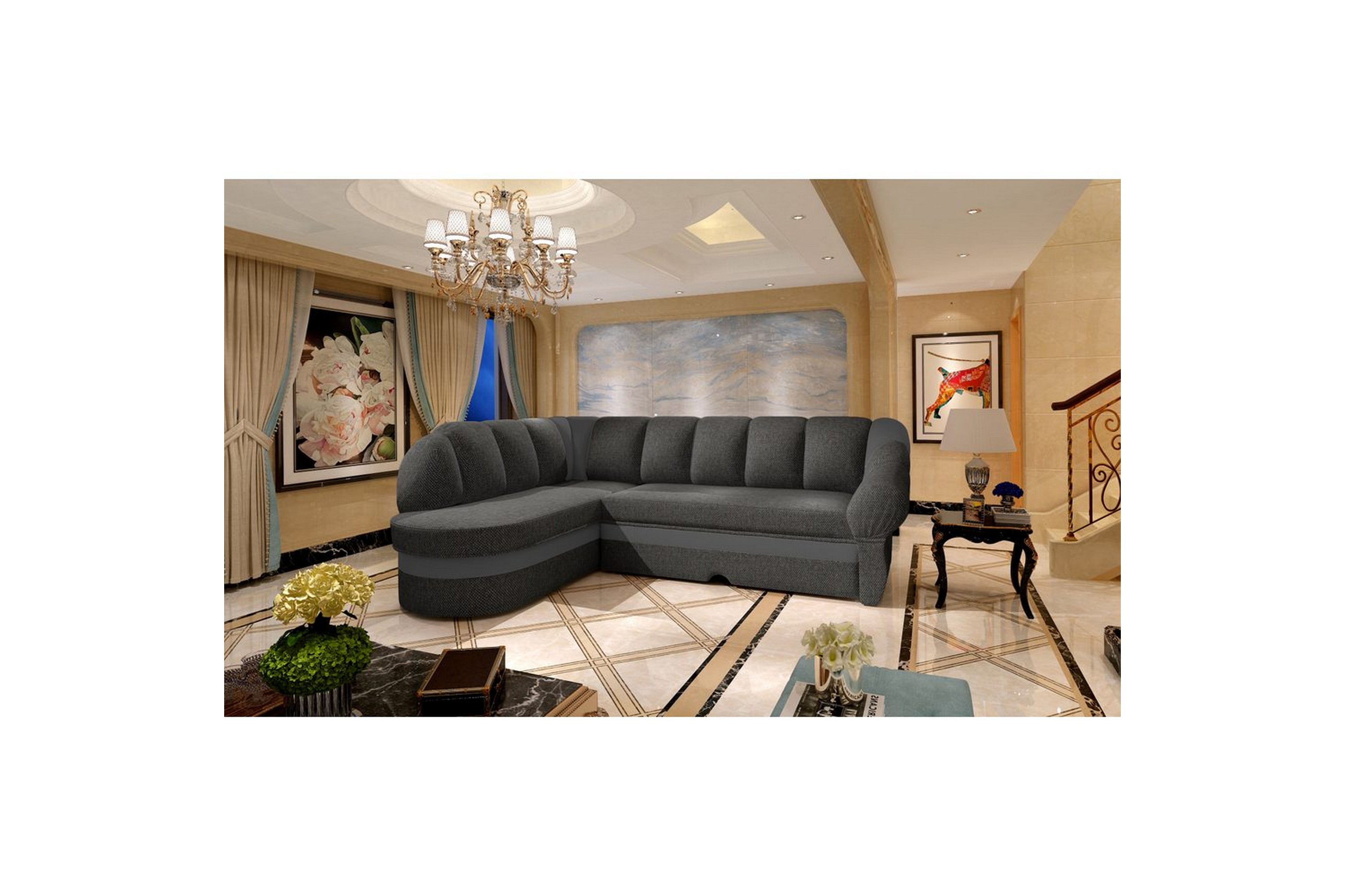 sektionssoffa eltap benano 250x85x180 cm - inari 96, soft 29, mörkgrå, grå, vänster