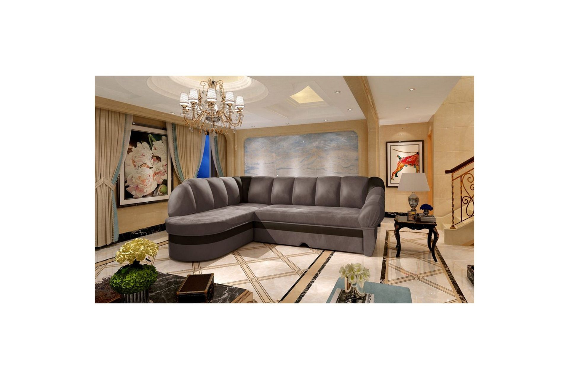 sektionssoffa eltap benano 250x85x180 cm - monolith 09, monolith 29, mörk beige, brun, vänster