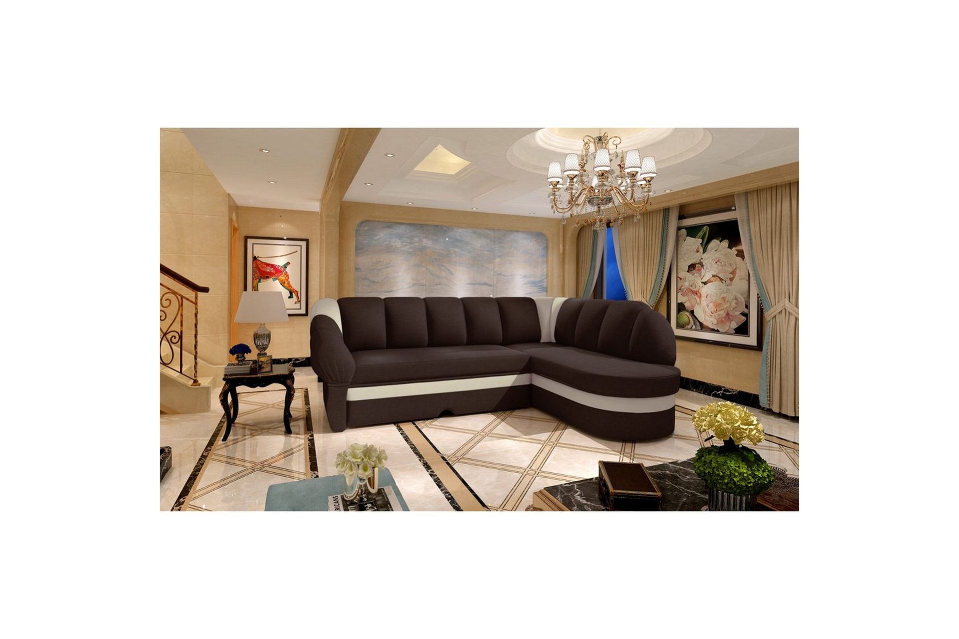 sektionssoffa eltap benano 250x85x180 cm - sawana 16, soft 33, brun, beige, höger