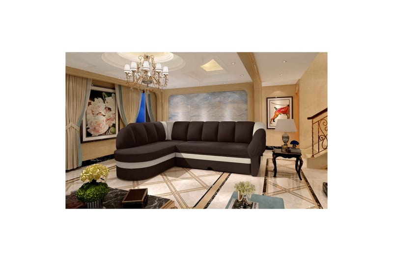 Sektionssoffa Eltap Benano 250x85x180 cm - Sawana 16, Soft 33, Brun, Beige, Vänster - Möbler - Vardagsrum - Bäddsoffor
