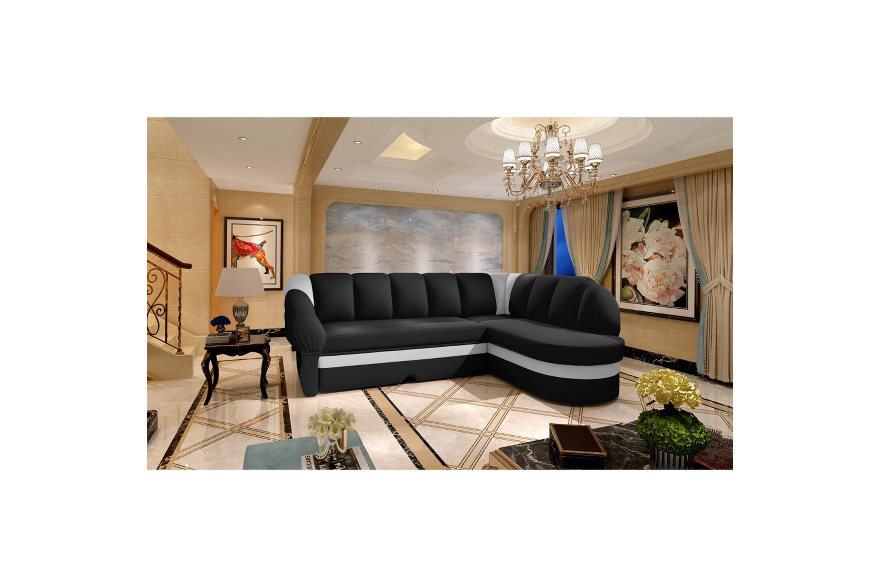 sektionssoffa eltap benano 250x85x180 cm - soft 11, soft 17, svart, vit, höger