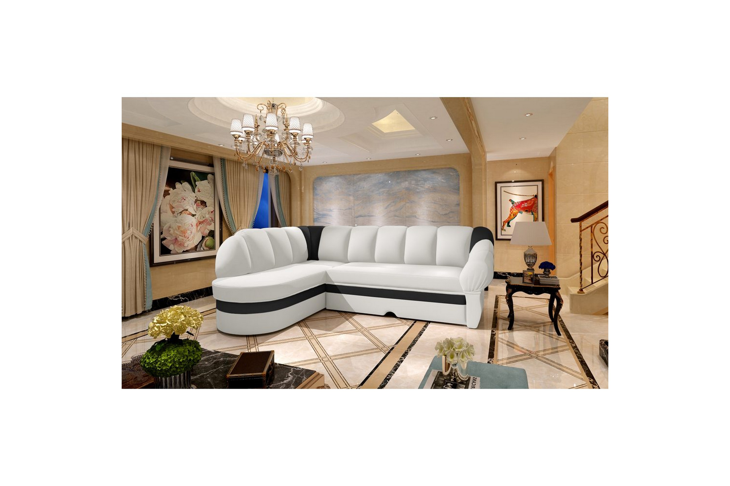 sektionssoffa eltap benano 250x85x180 cm - soft 17, soft 11, svart, vit, vänster