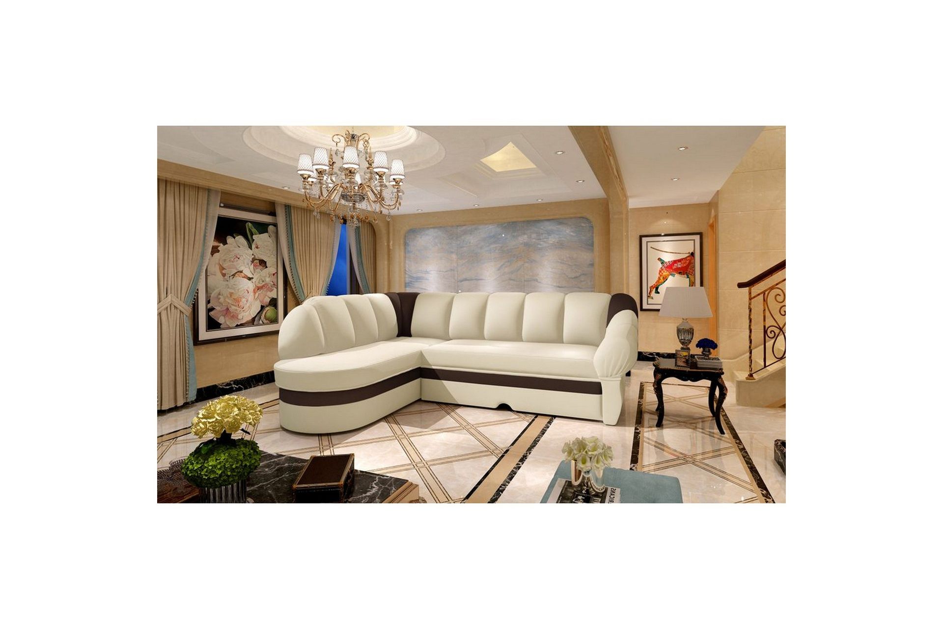 Sektionssoffa Eltap Benano 250x85x180 cm - Soft 33, Soft 66, Beige, M&ouml;rkbrun, V&auml;nster