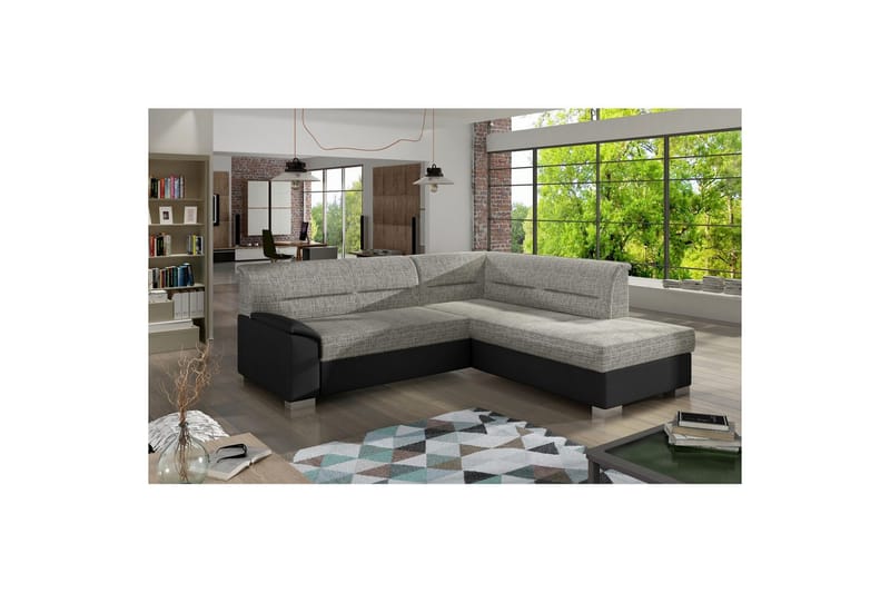 Sektionssoffa Eltap Bergen 247x214x83 cm - Berlin 01, Soft 11, Grå, Svart, Höger - Möbler - Vardagsrum - Bäddsoffor