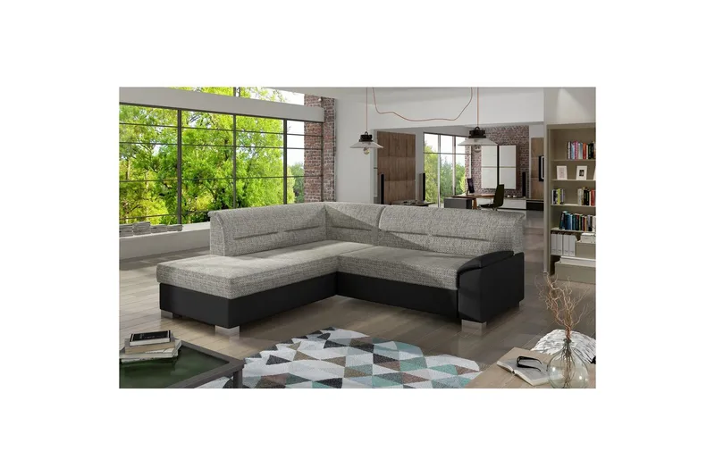 Sektionssoffa Eltap Bergen 247x214x83 cm, Berlin 01, Soft 11, Grå, Svart, Vänster