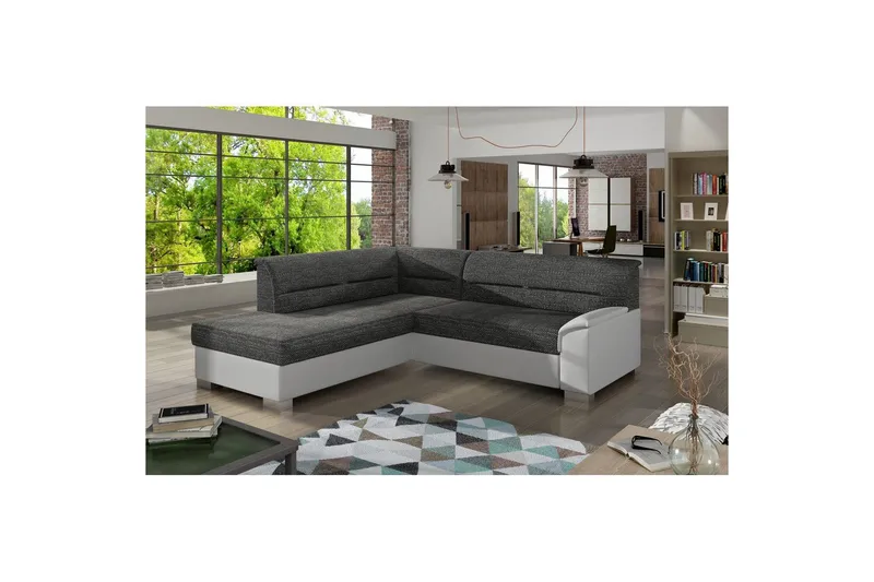 Sektionssoffa Eltap Bergen 247x214x83 cm, Berlin 02, Soft 17, Vit, Vänster