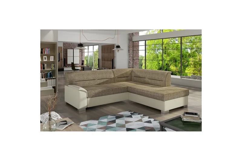 Sektionssoffa Eltap Bergen 247x214x83 cm - Berlin 03, Soft 33, Beige, Höger - Möbler - Vardagsrum - Bäddsoffor