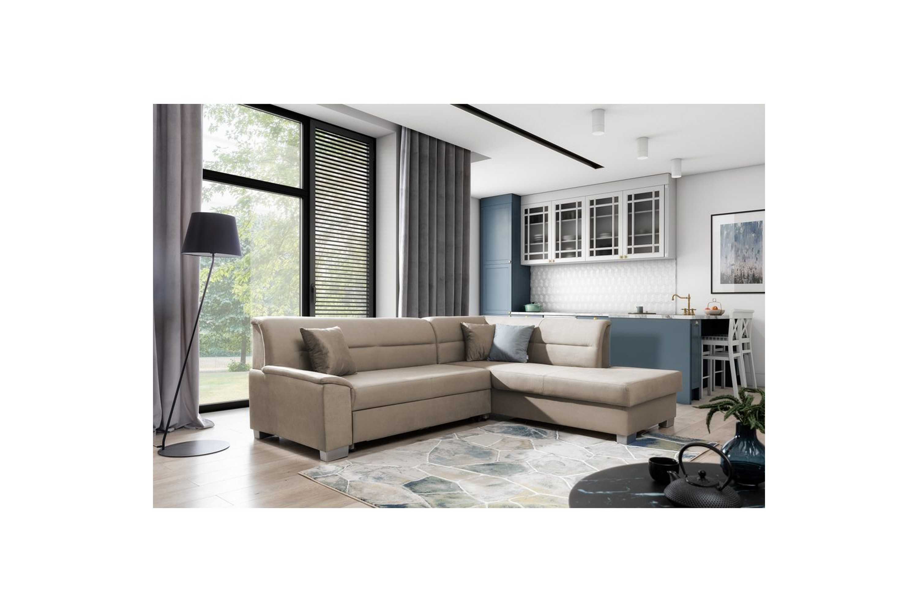 sektionssoffa eltap bergen 247x214x83 cm - monolith 09, mörkbeige, höger