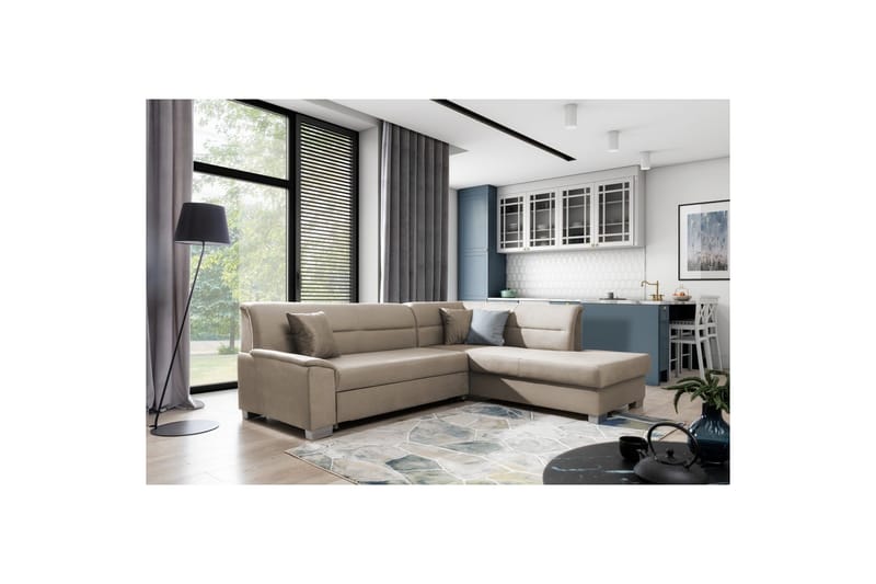 Sektionssoffa Eltap Bergen 247x214x83 cm - Monolith 09, Mörkbeige, Höger - Möbler - Vardagsrum - Bäddsoffor