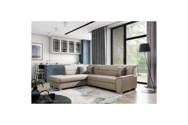 Sektionssoffa Eltap Bergen 247x214x83 cm - Monolith 09, Mörkbeige, Vänster - Möbler - Vardagsrum - Bäddsoffor