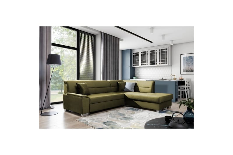 Sektionssoffa Eltap Bergen 247x214x83 cm - Monolith 38, Grön, Höger - Möbler - Vardagsrum - Bäddsoffor
