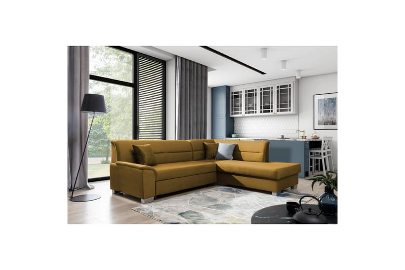 Sektionssoffa Eltap Bergen 247x214x83 cm - Monolith 48, Gul, Höger - Möbler - Vardagsrum - Bäddsoffor