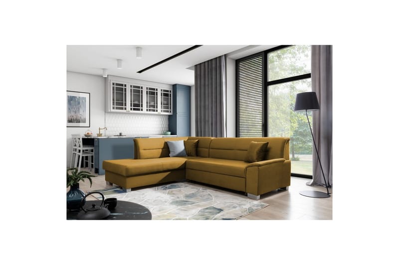 Sektionssoffa Eltap Bergen 247x214x83 cm - Monolith 48, Gul, Vänster - Möbler - Vardagsrum - Bäddsoffor