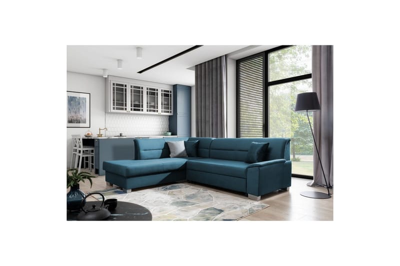 Sektionssoffa Eltap Bergen 247x214x83 cm, Monolith 77, Blå, Vänster