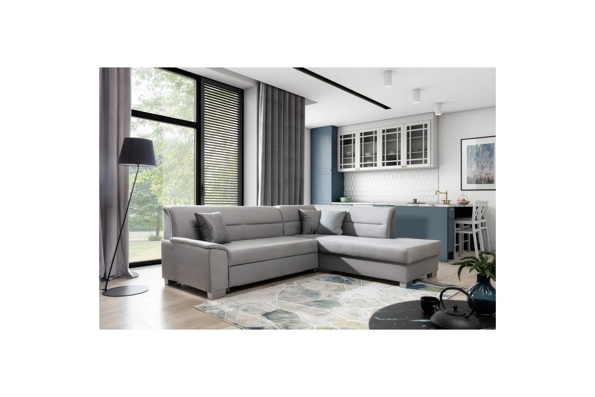 sektionssoffa eltap bergen 247x214x83 cm - monolith 84, monolith 85, ljusgrå, grå, höger