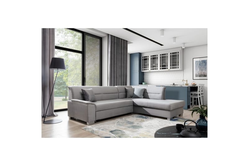 Sektionssoffa Eltap Bergen 247x214x83 cm - Monolith 84, Monolith 85, Ljusgrå, Grå, Höger - Möbler - Vardagsrum - Bäddsoffor