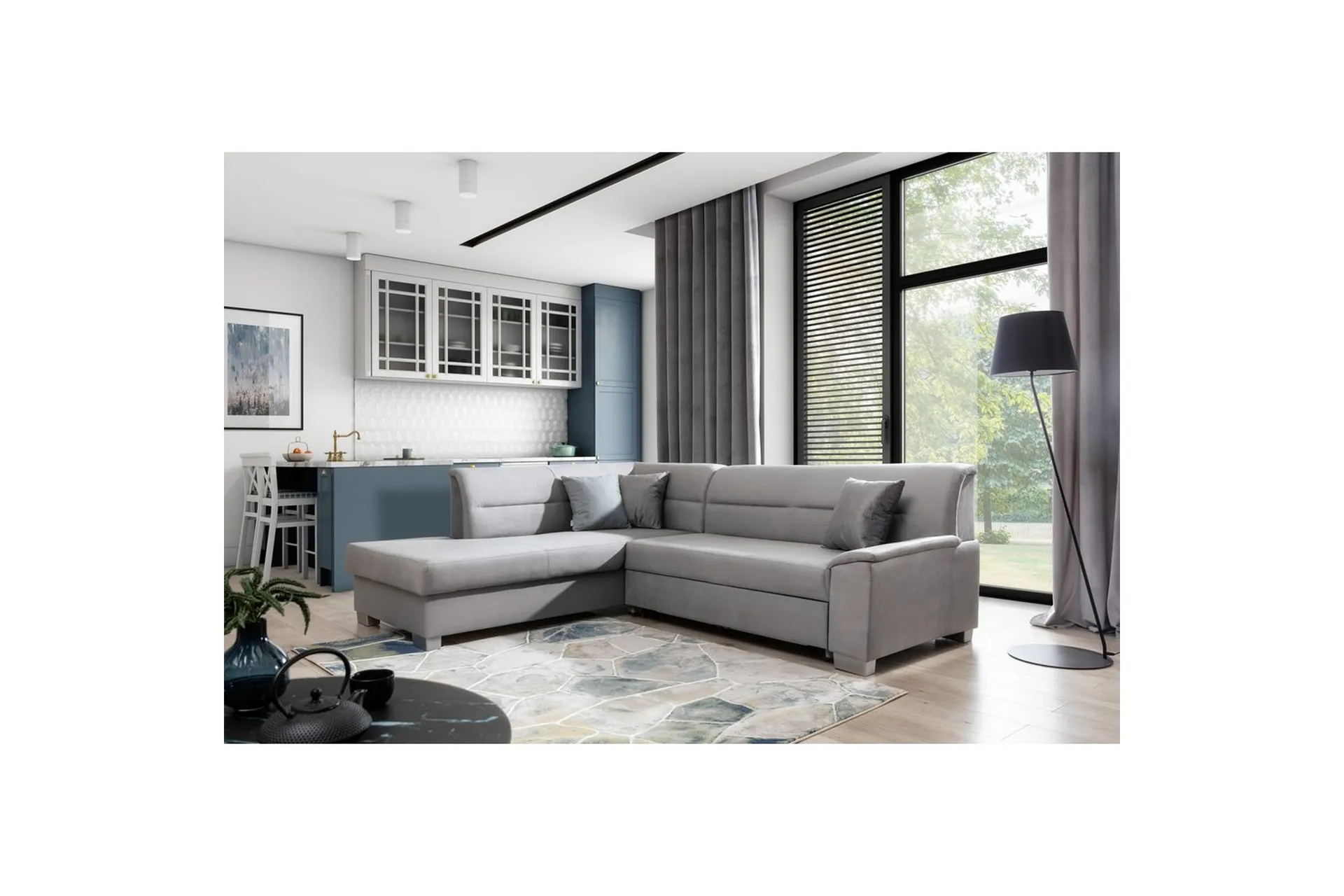 sektionssoffa eltap bergen 247x214x83 cm - monolith 84, monolith 85, ljusgrå, grå, vänster