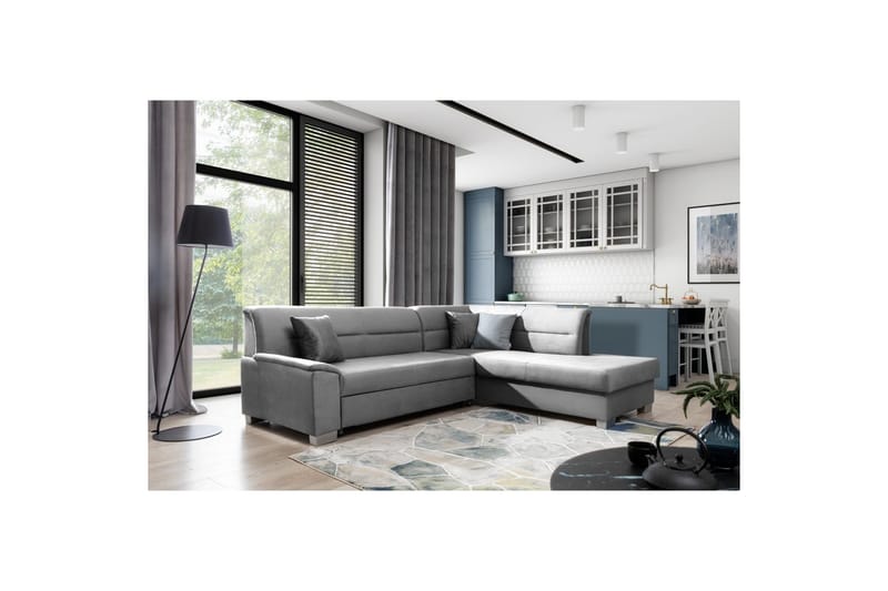 Sektionssoffa Eltap Bergen 247x214x83 cm - Monolith 85, Grå, Höger - Möbler - Vardagsrum - Bäddsoffor