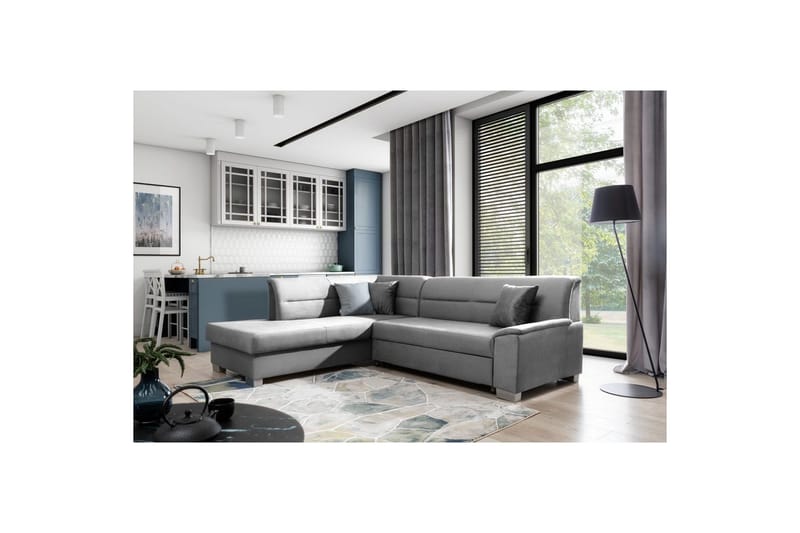 Sektionssoffa Eltap Bergen 247x214x83 cm, Monolith 85, Grå, Vänster