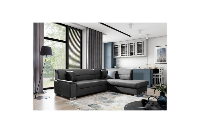 Sektionssoffa Eltap Bergen 247x214x83 cm - Monolith 97, Mörkgrå, Höger - Möbler - Vardagsrum - Bäddsoffor