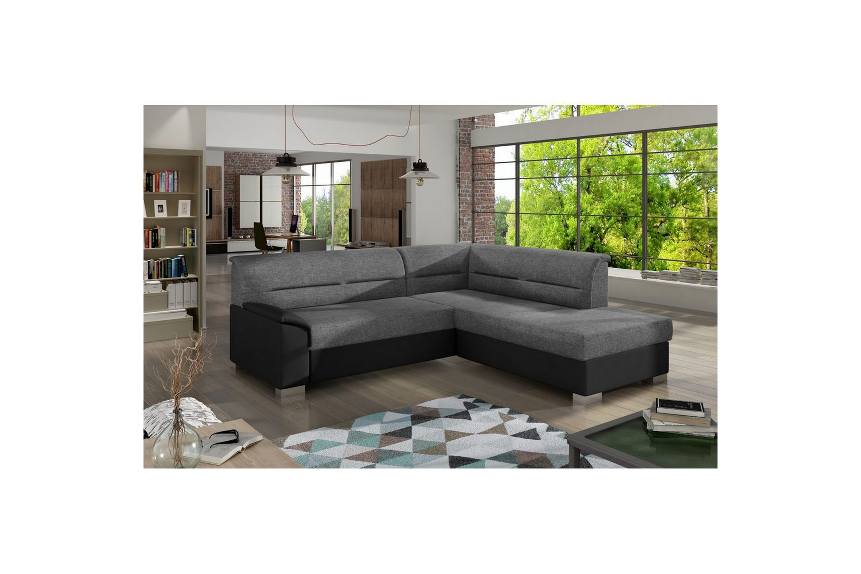 sektionssoffa eltap bergen 247x214x83 cm - sawana 21, soft 11, grå, svart, höger