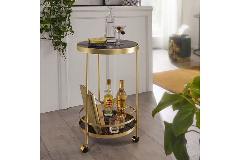 BJURTAN Drinkvagn 45x45 cm Guld - Bord - Rullbord & köksvagn - Serveringsvagn & drinkvagn