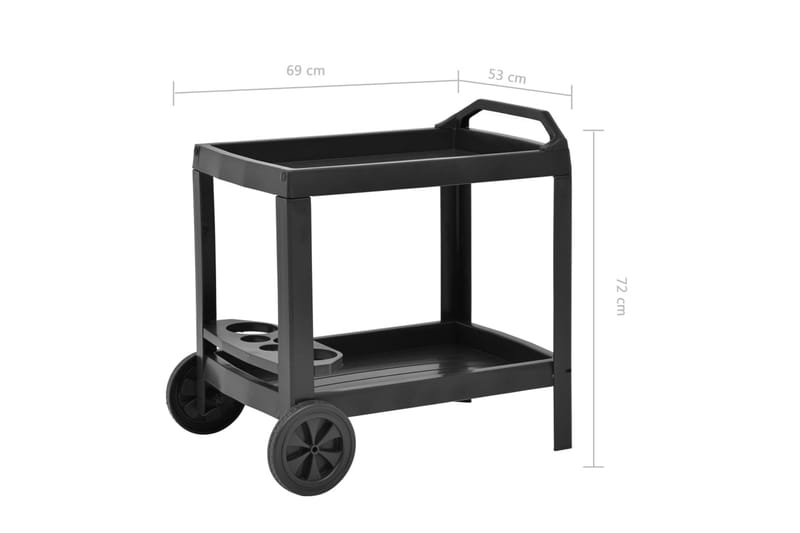 Drinkvagn antracit 69x53x72 cm plast - Grå - Möbler - Vardagsrum - Serveringsvagn & drinkvagn