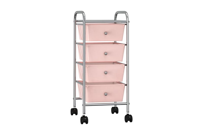 Förvaringsvagn 4 lådor rosa plast - Rosa - Bord - Serveringsvagn & drinkvagn - Rullbord & köksvagn