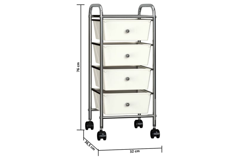 Förvaringsvagn 4 lådor vit plast - Vit - Bord - Rullbord & köksvagn - Serveringsvagn & drinkvagn