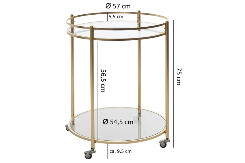 Hallbank Drinkvagn 57x57 cm - Guld - Möbler - Vardagsrum - Serveringsvagn & drinkvagn