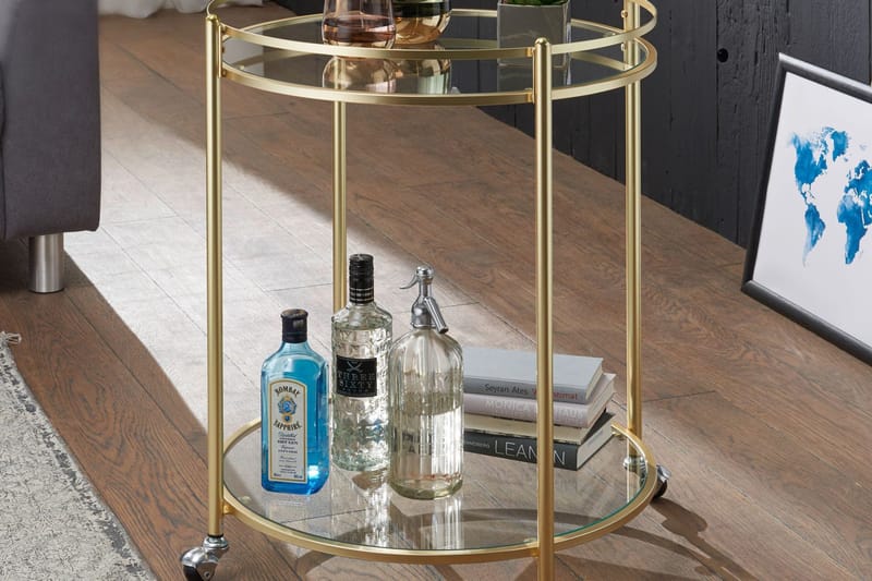 Hallbank Drinkvagn 57x57 cm - Guld - Möbler - Vardagsrum - Serveringsvagn & drinkvagn
