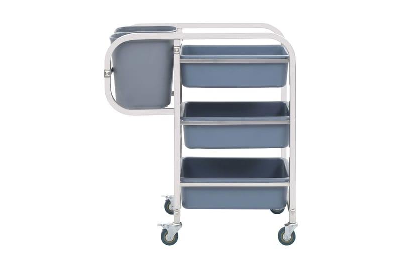 Köksvagn med plastbehållare 82x43,5x93 cm - Silver - Möbler - Vardagsrum - Serveringsvagn & drinkvagn