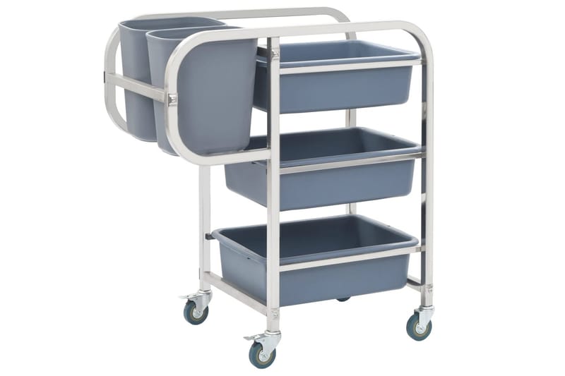 Köksvagn med plastbehållare 82x43,5x93 cm - Silver - Möbler - Vardagsrum - Serveringsvagn & drinkvagn