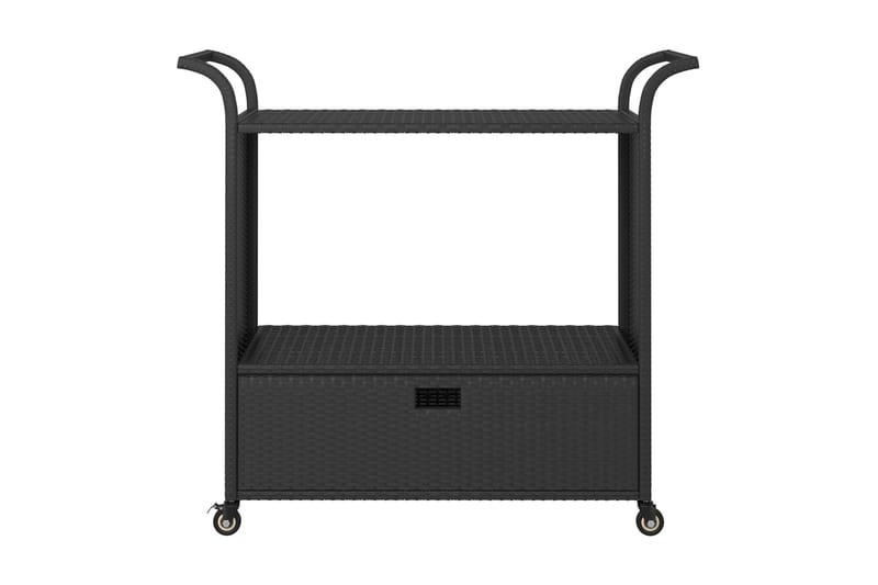 Serveringsvagn med låda svart 100x45x97 cm konstrotting - Svart - Serveringsvagn & drinkvagn - Rullbord & köksvagn