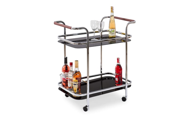 PENNIE Drinkvagn Glas Svart - Bord - Rullbord & köksvagn - Serveringsvagn & drinkvagn