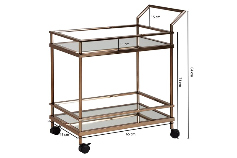 RAENELL Drinkvagn 65x45 cm Guld - Möbler - Vardagsrum - Serveringsvagn & drinkvagn