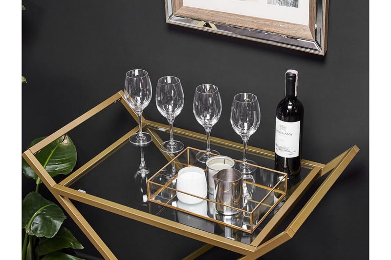 Serveringsvagn glas/guld IVERA - Guld - Möbler - Vardagsrum - Serveringsvagn & drinkvagn
