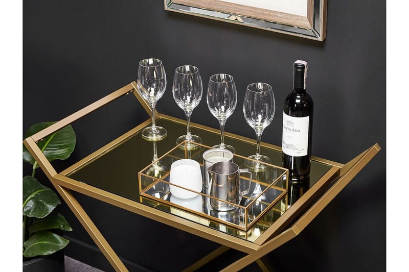 Serveringsvagn spegeleffekt/guld IVERA - Guld - Möbler - Vardagsrum - Serveringsvagn & drinkvagn