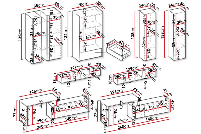 Sigmana Möbelset För Vardagsrum - Ljusgrå/Brun/Beige - Möbler - Vardagsrum - Möbelset för vardagsrum
