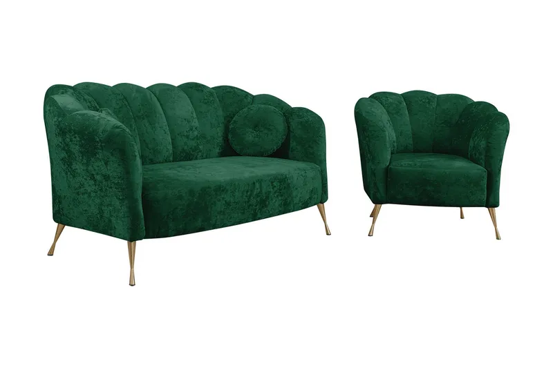 Adrial 3-sits Soffgrupp, Sammet/Grön