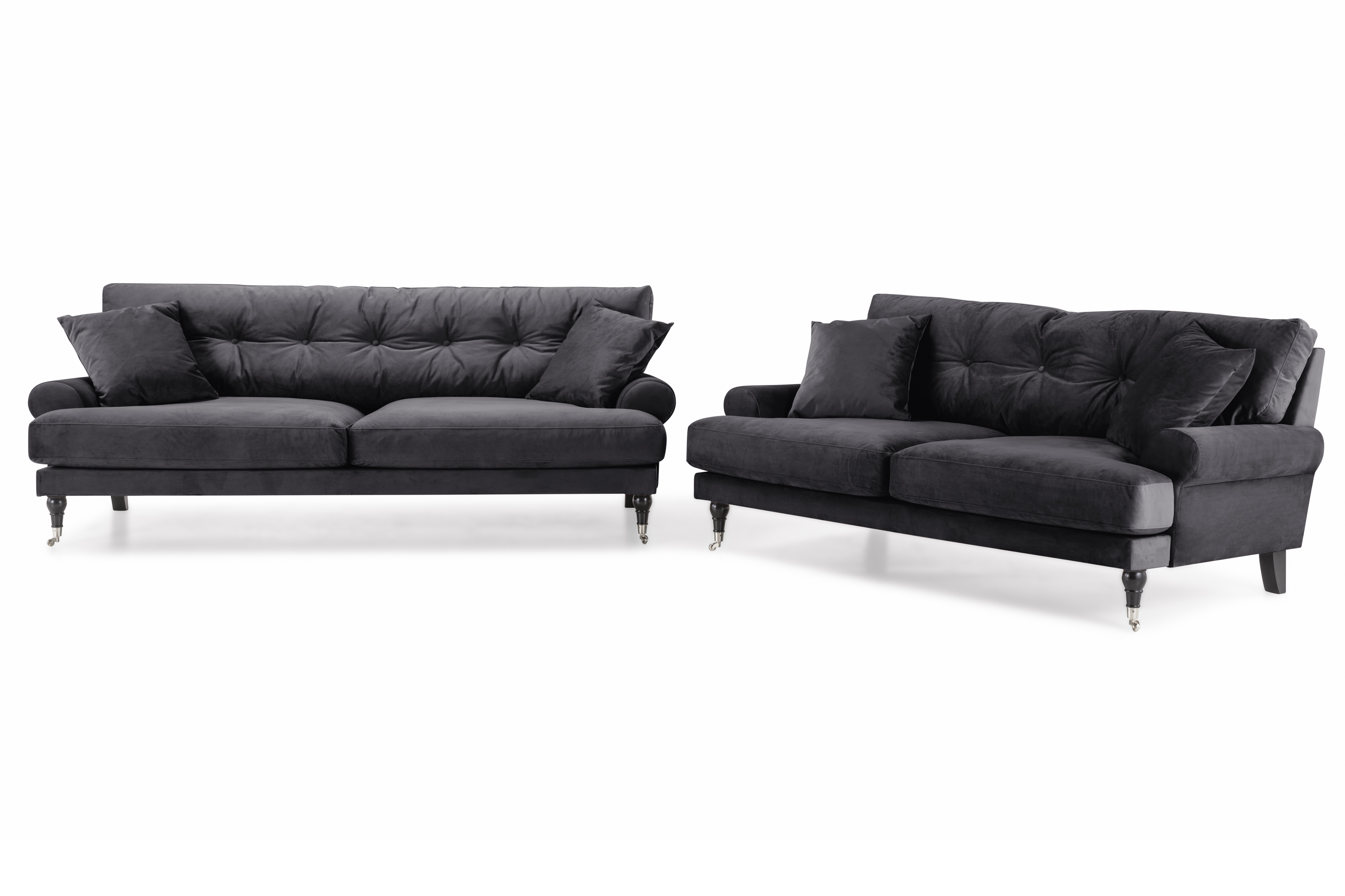 andrew 3-sits sammetssoffa - mörkgrå