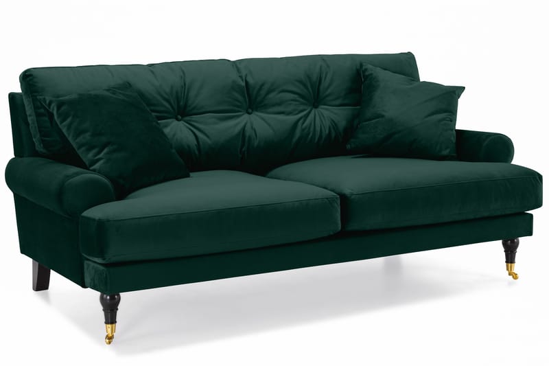 Andrew Howard Soffgrupp 102 cm med Fotpall och Hjul i Sammet - Grön - Möbler - Vardagsrum - Soffgrupper - Howard soffgrupp